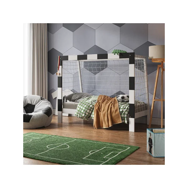 Lit Enfant 80x160 Cage de Foot Lit Pour Enfant But de Football Pin Massif
