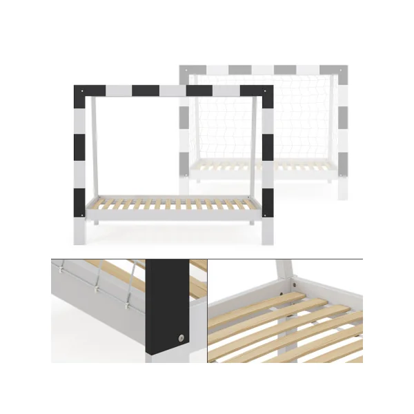 Lit Enfant 80x160 Cage de Foot Lit Pour Enfant But de Football Pin Massif