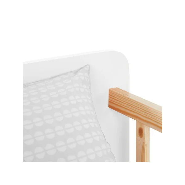 Lit Enfant 90x200 cm en Pin Massif Lit avec Sommier Cadre de Lit avec Sommier