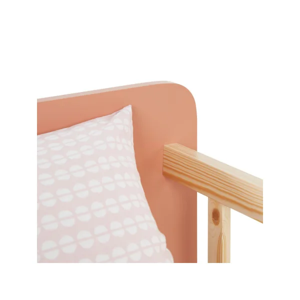 Lit Enfant 90x200 cm en Pin Massif Rouge Orangé Lit avec Sommier Cadre de Lit avec Sommier