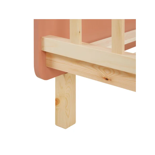 Lit Enfant 90x200 cm en Pin Massif Rouge Orangé Lit avec Sommier Cadre de Lit avec Sommier