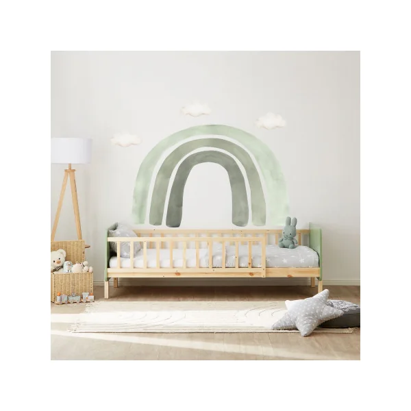 Lit Enfant 90x200 cm en Pin Massif Vert Lit avec Sommier Cadre de Lit avec Sommier