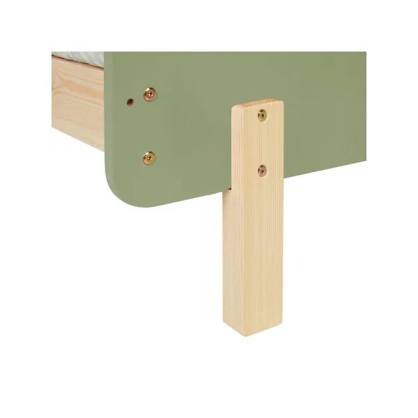 Lit Enfant 90x200 cm en Pin Massif Vert Lit avec Sommier Cadre de Lit avec Sommier