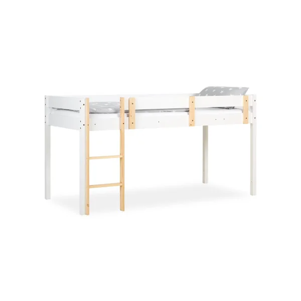 Lit Enfant Mezzanine 90x200 cm Lit Superposé avec Sommier Lit Enfant