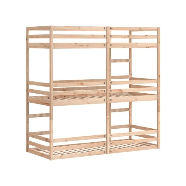 Lit Enfant Superposé Triple 90x190 Lit Enfant avec Sommier Bois Massif de Pin