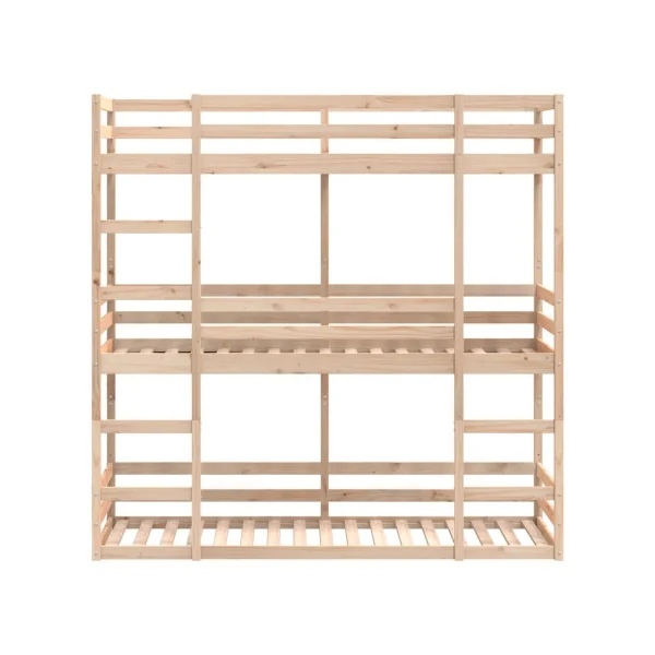 Lit Enfant Superposé Triple 90x190 Lit Enfant avec Sommier Bois Massif de Pin