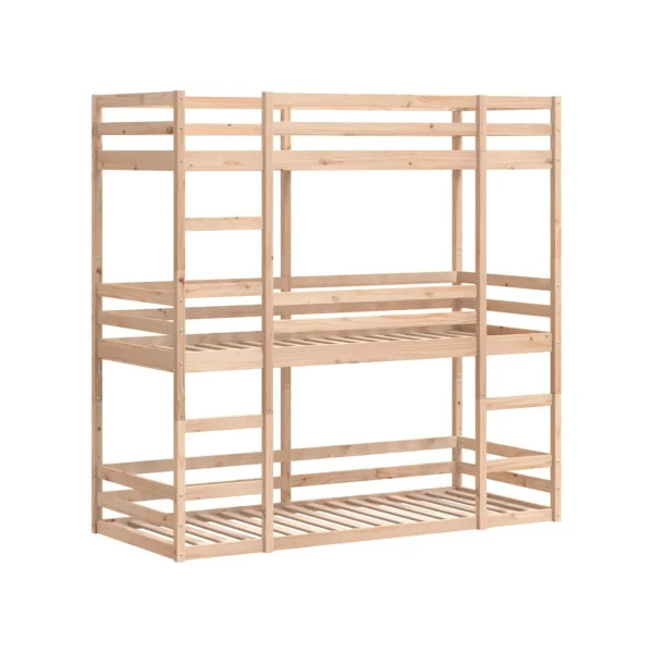 Lit Enfant Superposé Triple 90x200 Lit Enfant avec Sommier Bois Massif de Pin