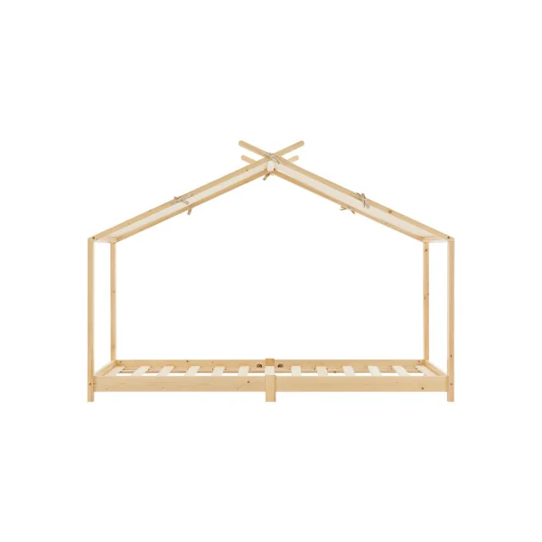 Lit Montessori Enfant 90x200 cm Pin Massif Lit Cabane Lit Maison avec Sommier