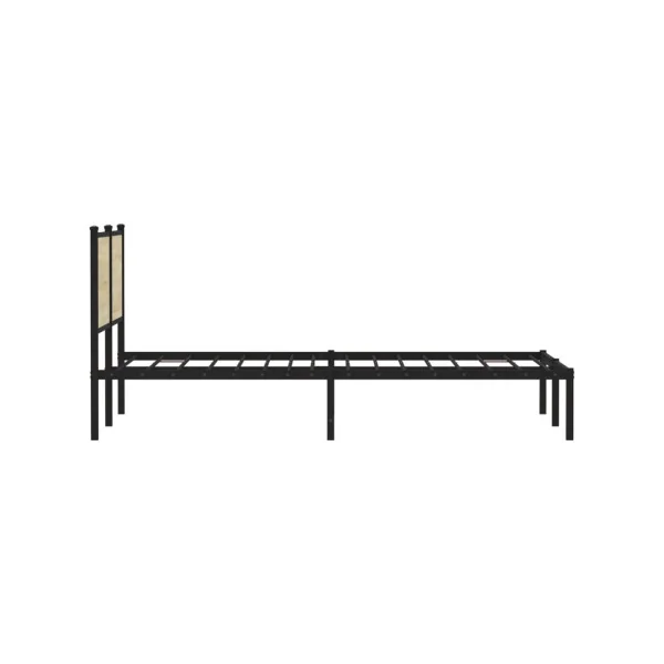 Lit Métallique et Chêne 140x200 cm Cadre de Lit avec Sommier Lit Adulte