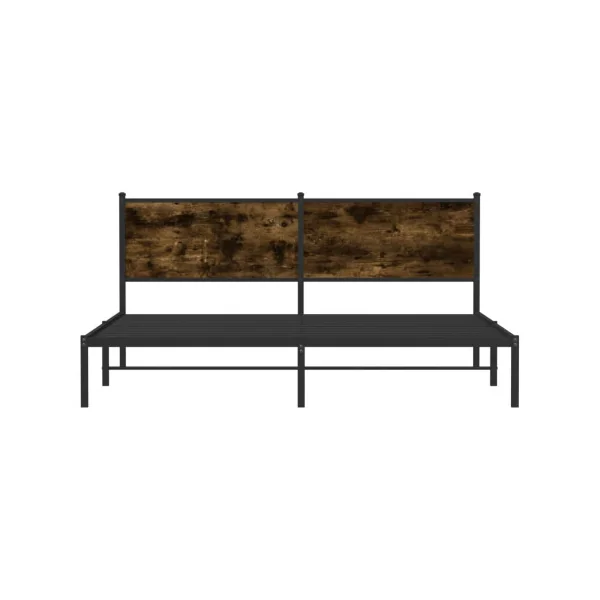 Lit Métallique et Chêne Fumé 180x200 cm Cadre de Lit avec Sommier Lit Adulte