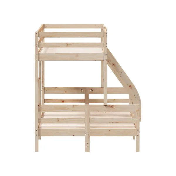Lit Superposé 120x200 cm + 90x200 cm Bois Massif Pin Lit Enfant Lit Ados