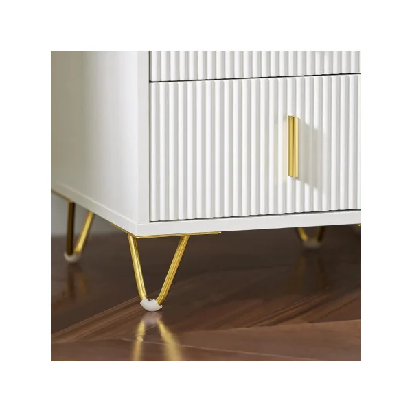 Lot 2 Tables de Chevet Blanc Graphique Table de Nuit 3 Tiroirs Tendance