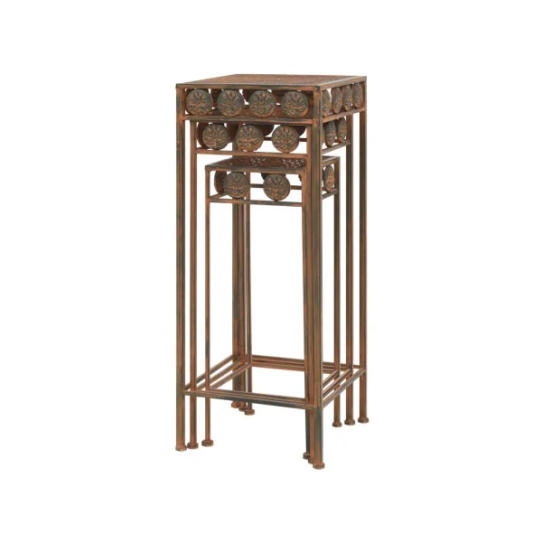 Lot 3 Supports Plantes Métal Rouillé Support Pot de Fleur