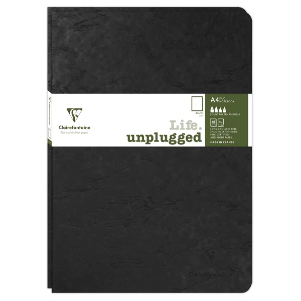 Lot de 2 cahiers piqués AGE BAG A4 96 pages unis - Couverture noire