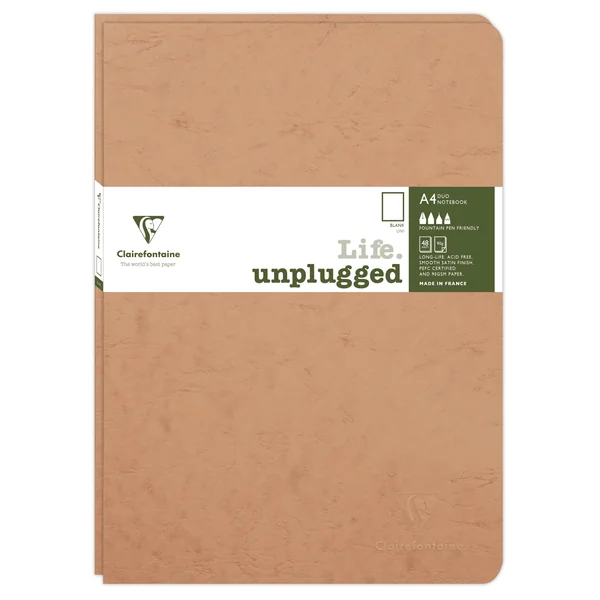 Lot de 2 cahiers piqués AGE BAG A4 96 pages unis - Couverture tabac
