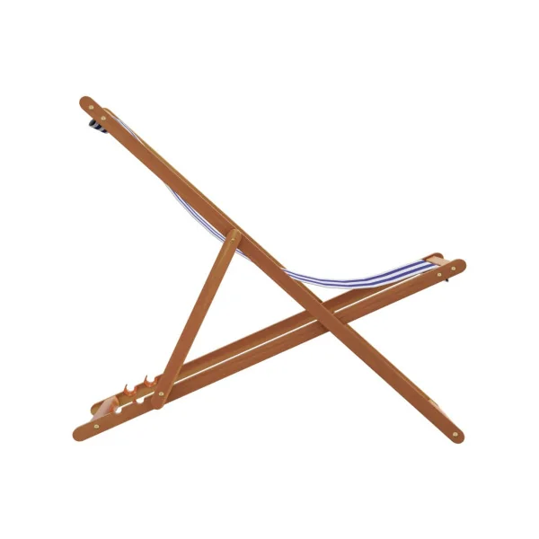 (LOT DE 2) Chaise Longue Relax Bleu et Blanc en Eucalyptus Massif Bain de Soleil Transat Jardin Plage Terrasse Balcon