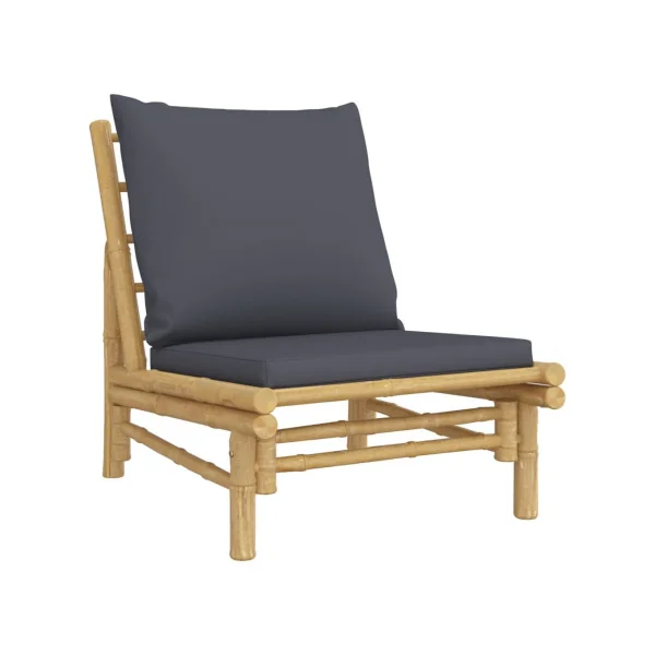 (Lot de 2) Chaises de Jardin en Bambou avec Coussins Gris foncé