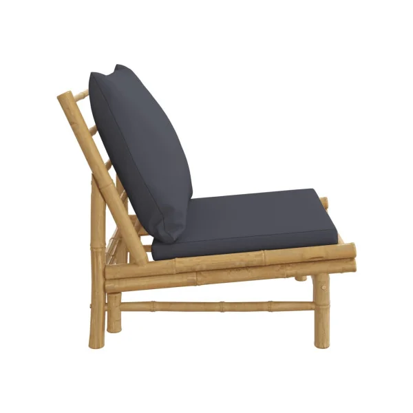 (Lot de 2) Chaises de Jardin en Bambou avec Coussins Gris foncé