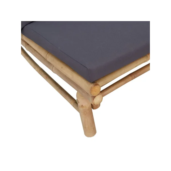 (Lot de 2) Chaises de Jardin en Bambou avec Coussins Gris foncé