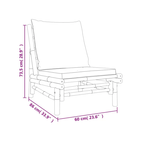 (Lot de 2) Chaises de Jardin en Bambou avec Coussins Gris foncé