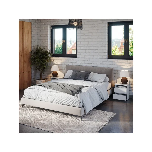 (Lot de 2) Table Chevet Blanche 2 Tiroirs Table de Nuit Moderne Chevet Chambre en Bois