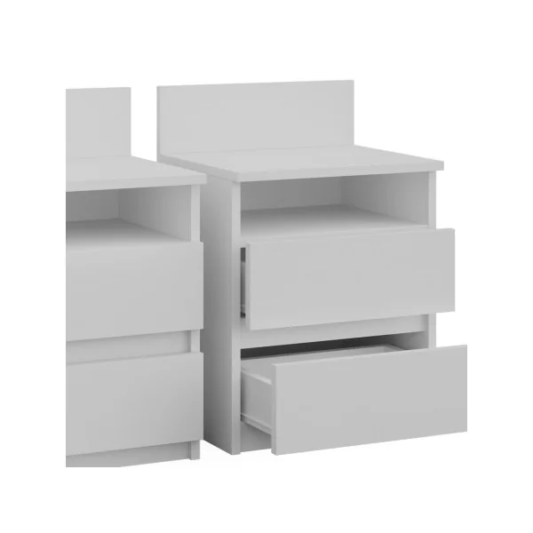 (Lot de 2) Table Chevet Blanche 2 Tiroirs Table de Nuit Moderne Chevet Chambre en Bois