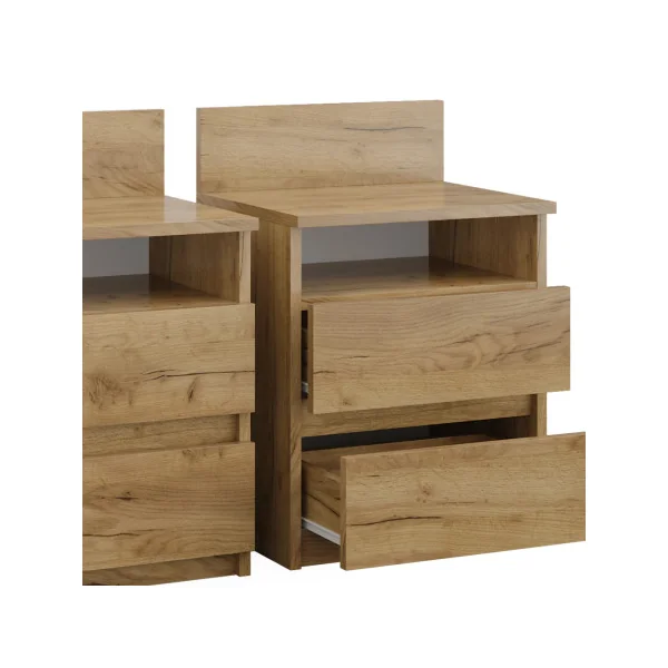 (Lot de 2) Table Chevet Chêne 2 Tiroirs Table de Nuit Moderne Chevet Chambre en Bois