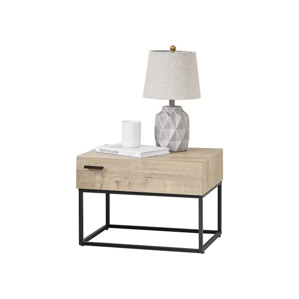 (Lot de 2) Table Chevet Chêne et Noir Table de Nuit Industrielle Chevet Chambre Métal