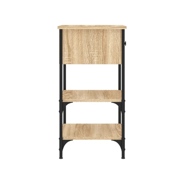 (Lot de 2) Table Chevet Haute 1 tiroir Table de Nuit Industrielle Chevet Chambre Métal Chêne