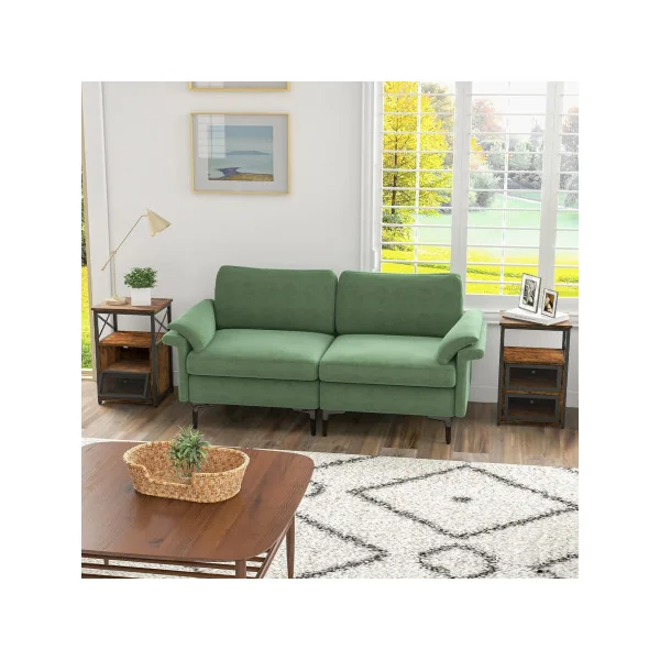 (Lot de 2) Table Chevet Industriel Brun Noir Table de Nuit Industrielle Chevet Chambre Métal