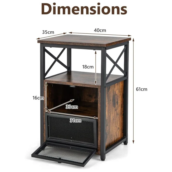 (Lot de 2) Table Chevet Industriel Brun Noir Table de Nuit Industrielle Chevet Chambre Métal