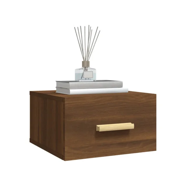 (Lot de 2) Table Chevet Suspendu Chêne Marron de Nuit Moderne Chevet Chambre en Bois