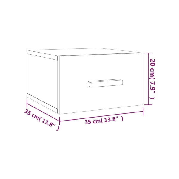 (Lot de 2) Table Chevet Suspendu Chêne Marron de Nuit Moderne Chevet Chambre en Bois