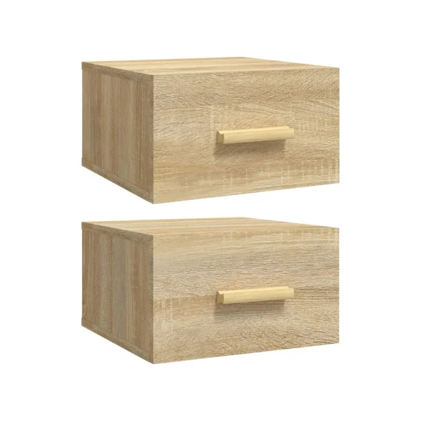 (Lot de 2) Table Chevet Suspendu Chêne Table de Nuit Moderne Chevet Chambre en Bois