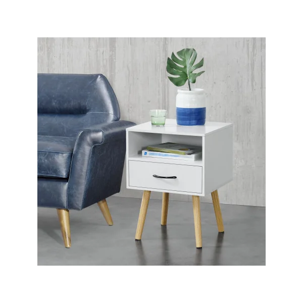 (Lot de 2) Table Chevet Vintage Blanc Table Nuit Chambre