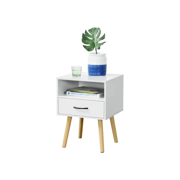 (Lot de 2) Table Chevet Vintage Blanc Table Nuit Chambre