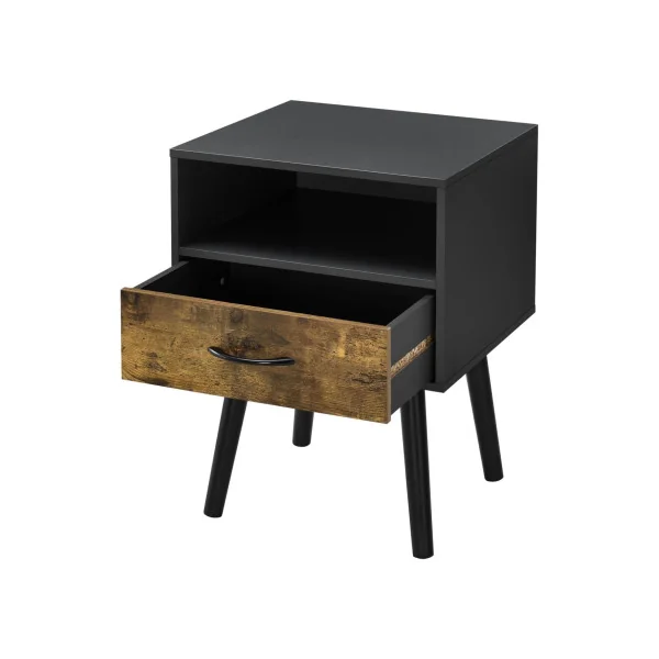 (Lot de 2) Table Chevet Vintage Brun Rustique et Noir Table Nuit Chambre