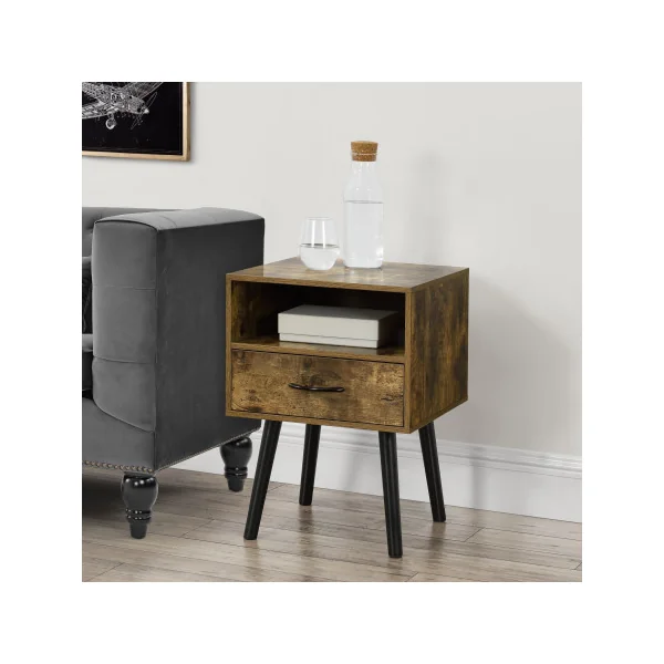 (Lot de 2) Table Chevet Vintage Brun Rustique Table Nuit Chambre