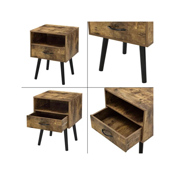 (Lot de 2) Table Chevet Vintage Brun Rustique Table Nuit Chambre