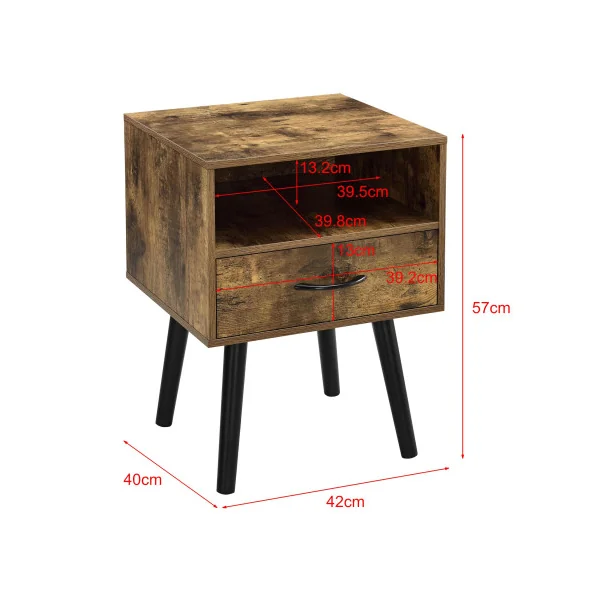 (Lot de 2) Table Chevet Vintage Brun Rustique Table Nuit Chambre