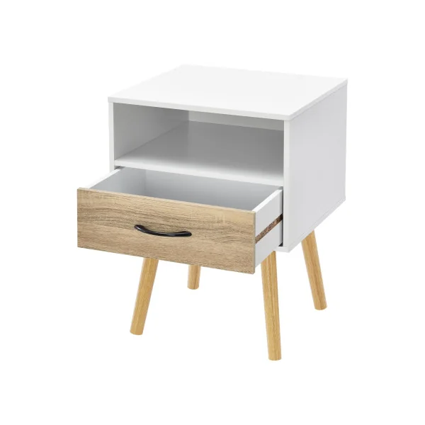 (Lot de 2) Table Chevet Vintage Chêne et Blanc Table Nuit Chambre