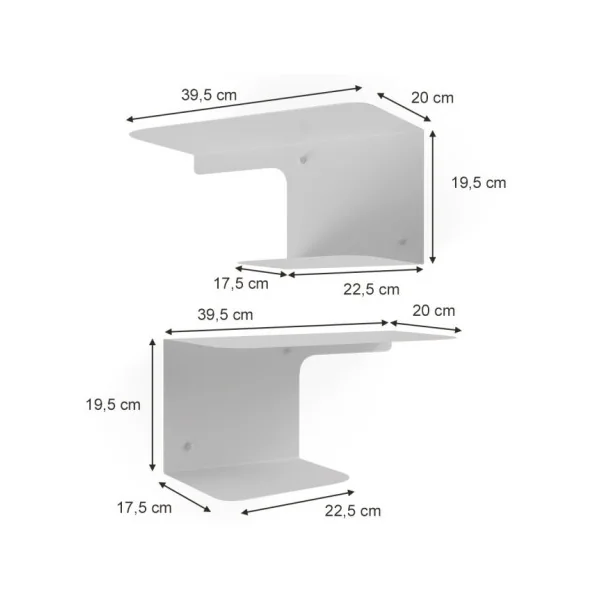 (Lot de 2) Table de Chevet Blanche Design en Métal Table de Nuit Métallique