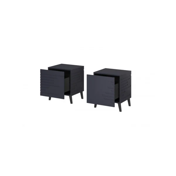 (Lot de 2) Table de Chevet Bleu Marine 1 Tiroir Table de Nuit Chevet de Chambre Moderne