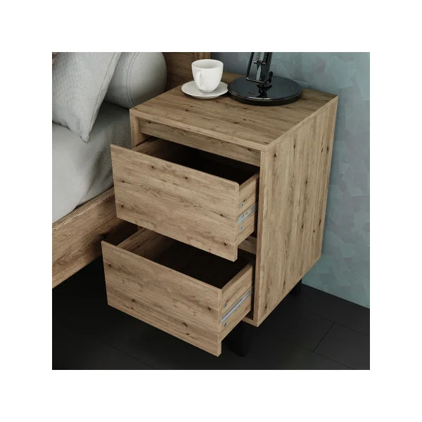 (Lot de 2) Table de Chevet Chêne Table Nuit 2 tiroirs Moderne