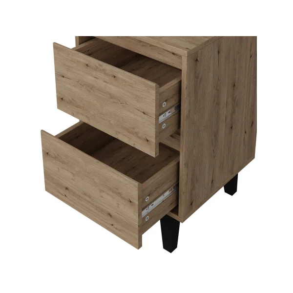 (Lot de 2) Table de Chevet Chêne Table Nuit 2 tiroirs Moderne