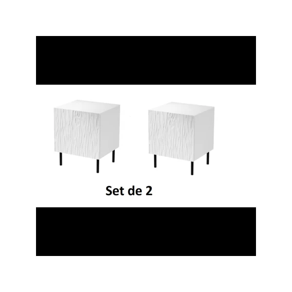 (Lot de 2) Table de Chevet Graphique Table nuit Blanche Design