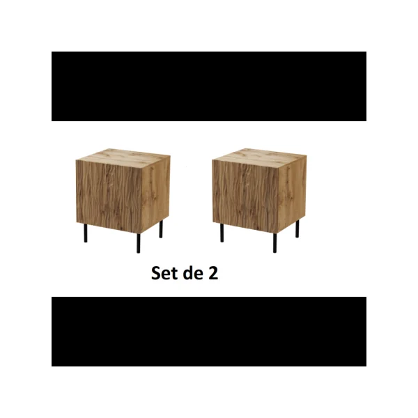 (Lot de 2) Table de Chevet Graphique Table nuit Chêne Design