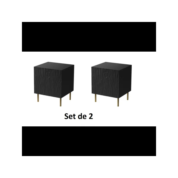 (Lot de 2) Table de Chevet Graphique Table nuit Noir Design