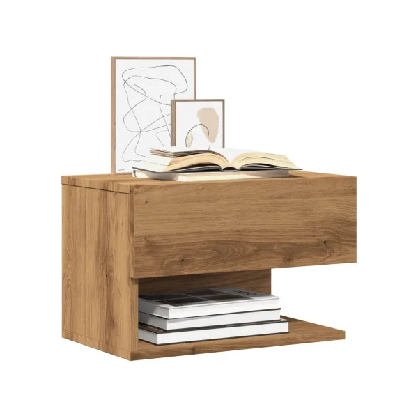 (Lot de 2) Table de Chevet Murale Chêne Artisan Table Nuit à Suspendre