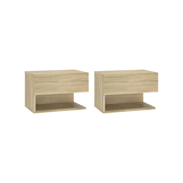 (Lot de 2) Table de Chevet Murale Chêne Table Nuit à Suspendre
